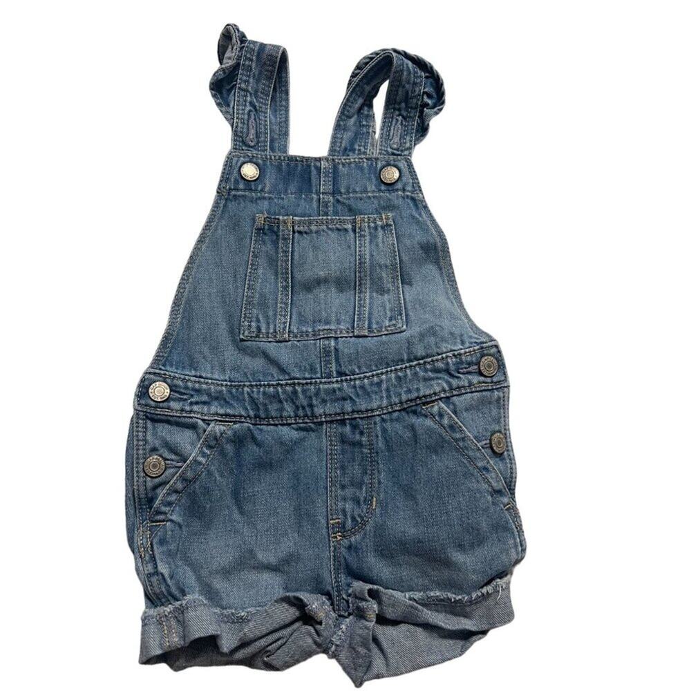 Baby GAP Denim Short Overalls Infant Girls Size 18 - 24 months Excellent very ge